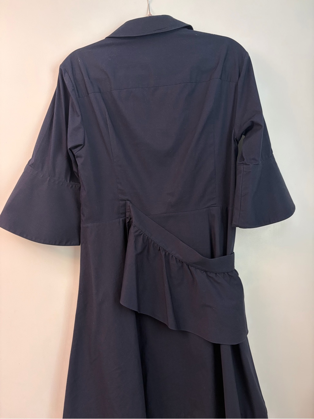 Palmer//Harding Women’s Navy Button-Front Shirt Dress With Bell Sleeves Euc — image 3 of 4